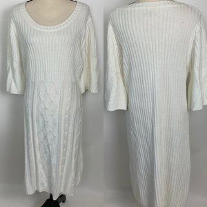 pink rose white wool sweater